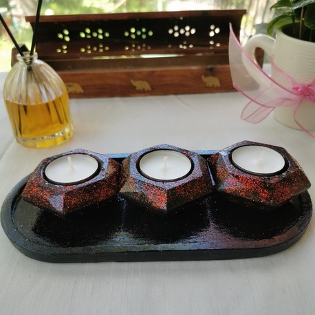 Tealight Mum Tutucu (Simli Kırmızı) 