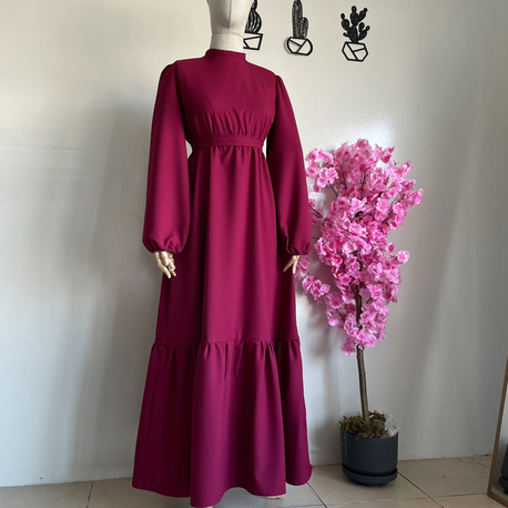 Fişne rengi elbise modeli