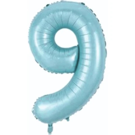 34 İNÇ  MAVİ 9 FOLYO RAKAM BALON 