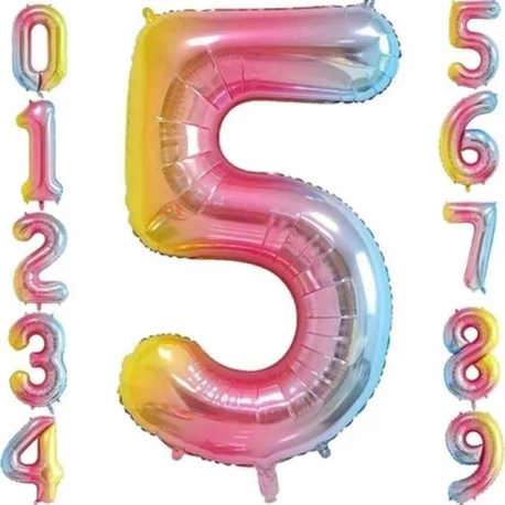 34 İNÇ RENKLİ 5 FOLYO RAKAM BALON 