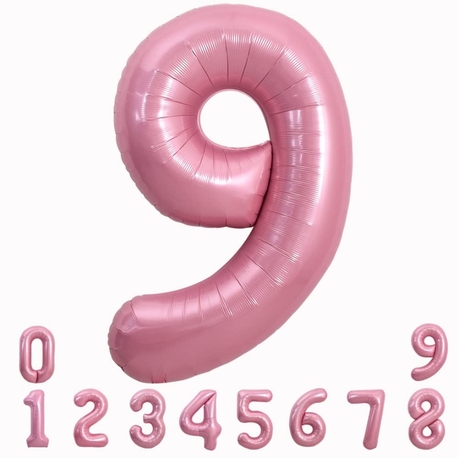 34 İNÇ PEMBE 9 FOLYO RAKAM BALON 