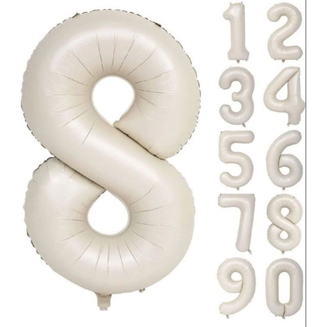 34 İNÇ KREM  8 FOLYO RAKAM BALON 
