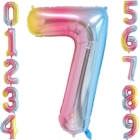 34 İNÇ RENKLİ  7 FOLYO RAKAM BALON 