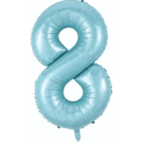 34 İNÇ  MAVİ 8 FOLYO RAKAM BALON 