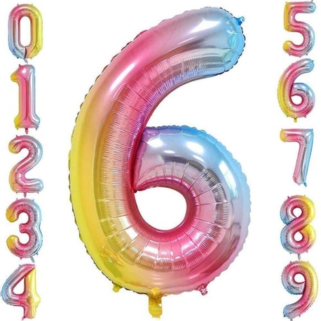 34 İNÇ RENKLİ 6 FOLYO RAKAM BALON 