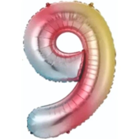 34 İNÇ  RENKLİ 9 FOLYO RAKAM BALON 