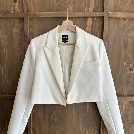 Kreş crop ceket krem 