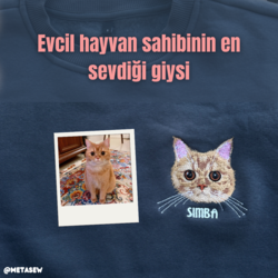  Özel Tasarımlı Evcil Hayvan Nakışlı tişört(unisex)