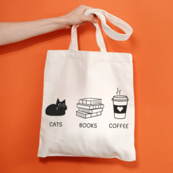 kedi desenli tote çanta