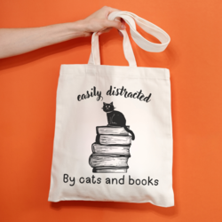 kedi desenli tote çanta
