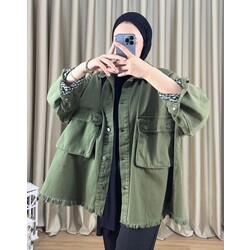 Haki Oversize Denim Ceket 
