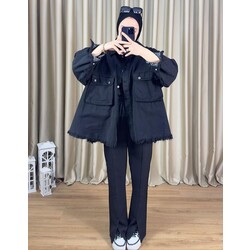 Siyah Oversize Denim Ceket 