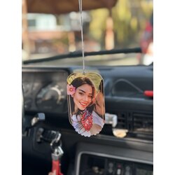 Çift taraflı fotoğraflı araba süsü 