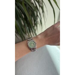 Yeşil kadran silver çelik unisex saat 