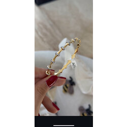 İnce zirkon taşlı gold kemik kelepçe 