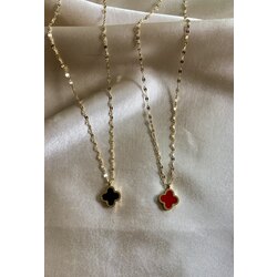 Çelik çift taraflı Van cleef kolye