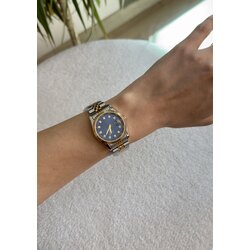 Lacivert kadran çift renkli çelik unisex saat