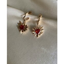 Özel seri zirkon taşlı kırmızı kalp küpe