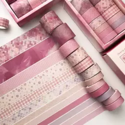 12'li Washi pembe renkli bant