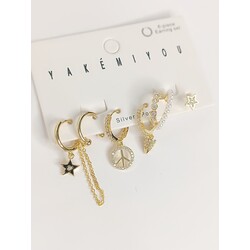 14 AYAR ALTIN KAPLAMA 6 lı set küpe 