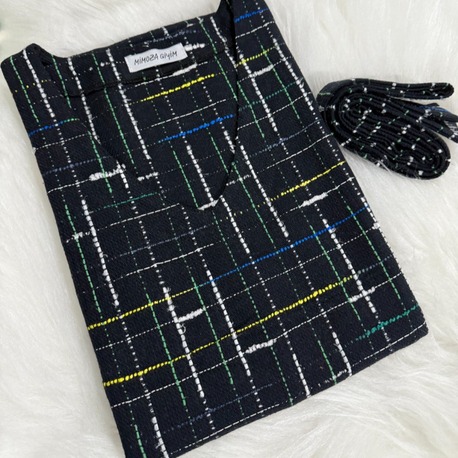 Lacivert Çizgili Grid Jile
