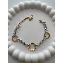 Gold daire silver zincir bileklik