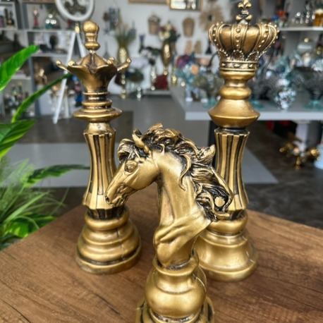 3'lü Set Satranç Set Gold