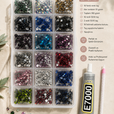 Bedazzling Kit 18 Renk Taşlama Seti 