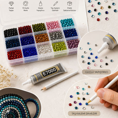 Bedazzling Kit 15 Renk Taşlama Seti 
