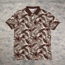 Polo Yaka Çiçek Desenli T-Shirt