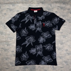 Polo Yaka Çiçek Desenli T-Shirt
