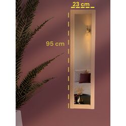 Ahşap Çerçeveli Dekoratif Doğal Duvar Dekor Ayna 95x23

