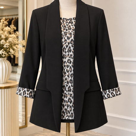 Astarı leopar blazer ceket