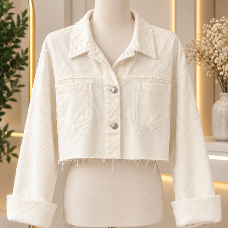 Desenli crop ceket