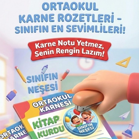 İLK-ORTAOKUL KARNE ROZETLERİ - 100+ADET - SINIFIN ENLERİ - PDF