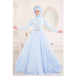 Bebek Mavisi Boncuk Detaylı Abiye Elbise | 8373531