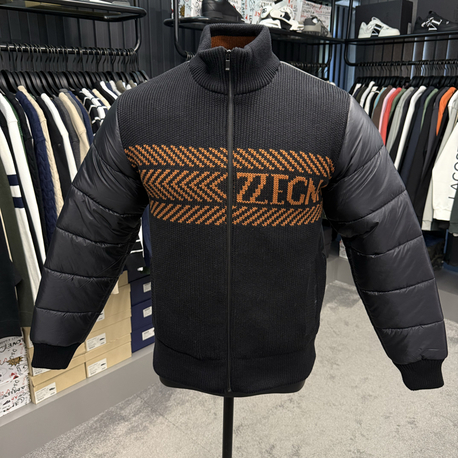 Outlet ürünü İthal Zegna Mevsimlik Şişme Mont (1056-Siyah-Yazı Kiremit)