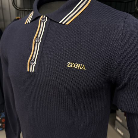 Outlet ürünü İthal Zegna Triko Polo Yaka (5012-Lacivert)