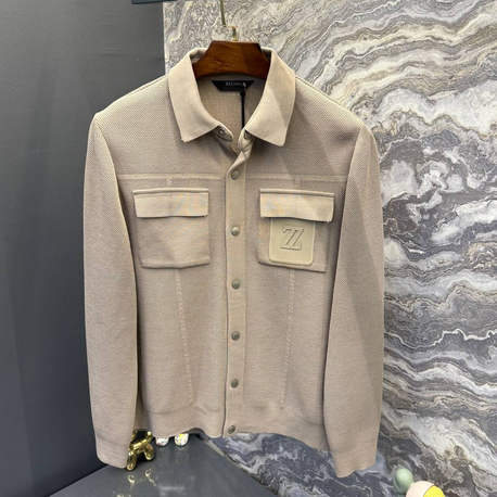 İthal Zegna Çelik Örme Triko Ceket (Bej)