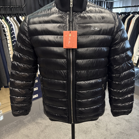 Outlet ürünü İthal Loro Piana Kaz Tüyü Çift Taraflı Mont (4735-Siyah)