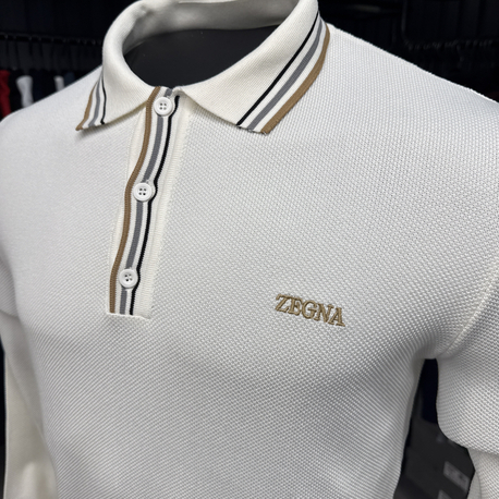 Outlet ürünü İthal Zegna Triko Polo Yaka (5012-Beyaz)