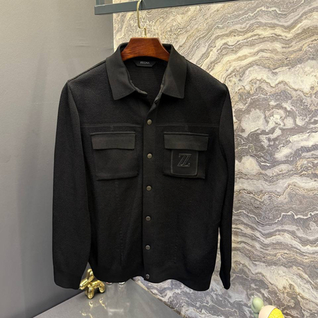 İthal Zegna Çelik Örme Triko Ceket (Siyah)