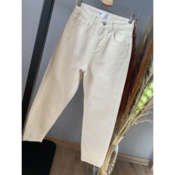 Yüksek Bel Krem Mom Jean 