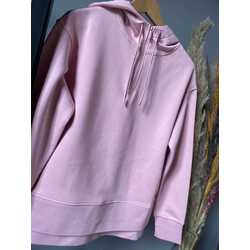 Kapüşonlu Fermuar detaylı Pembe Sweatshirt 