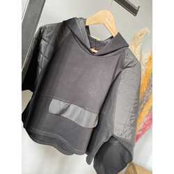Kapitone Kapüşonlu Siyah Sweat