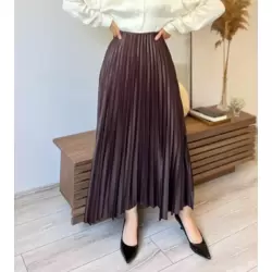 Surda Collection Saten Görünümlü Piliseli Etek