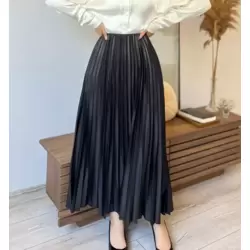 Surda Collection Saten Görünümlü Piliseli Etek