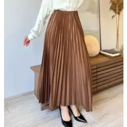 Surda Collection Saten Görünümlü Piliseli Etek