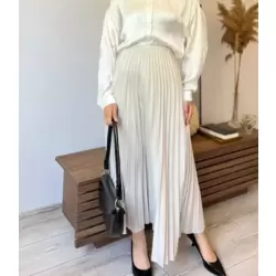 Surda Collection Saten Görünümlü Piliseli Etek