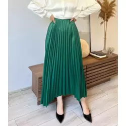 Surda Collection Saten Görünümlü Piliseli Etek